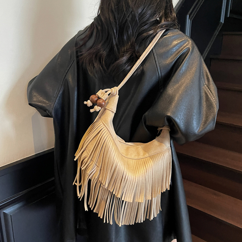 Half Moon Bag Suede - Borsa a tracolla monospalla con nappa