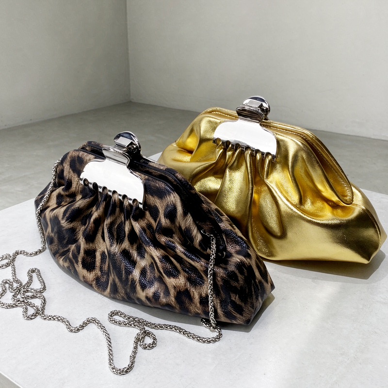 Luxury Bags On Sale - Borsa da sera con stampa leopardata